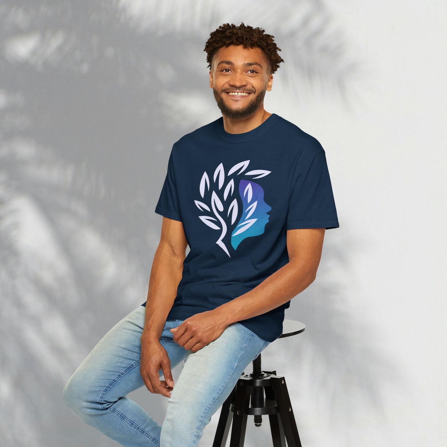 Brave Warrior Tee — Silhouette & Leaves Graphic T-Shirt