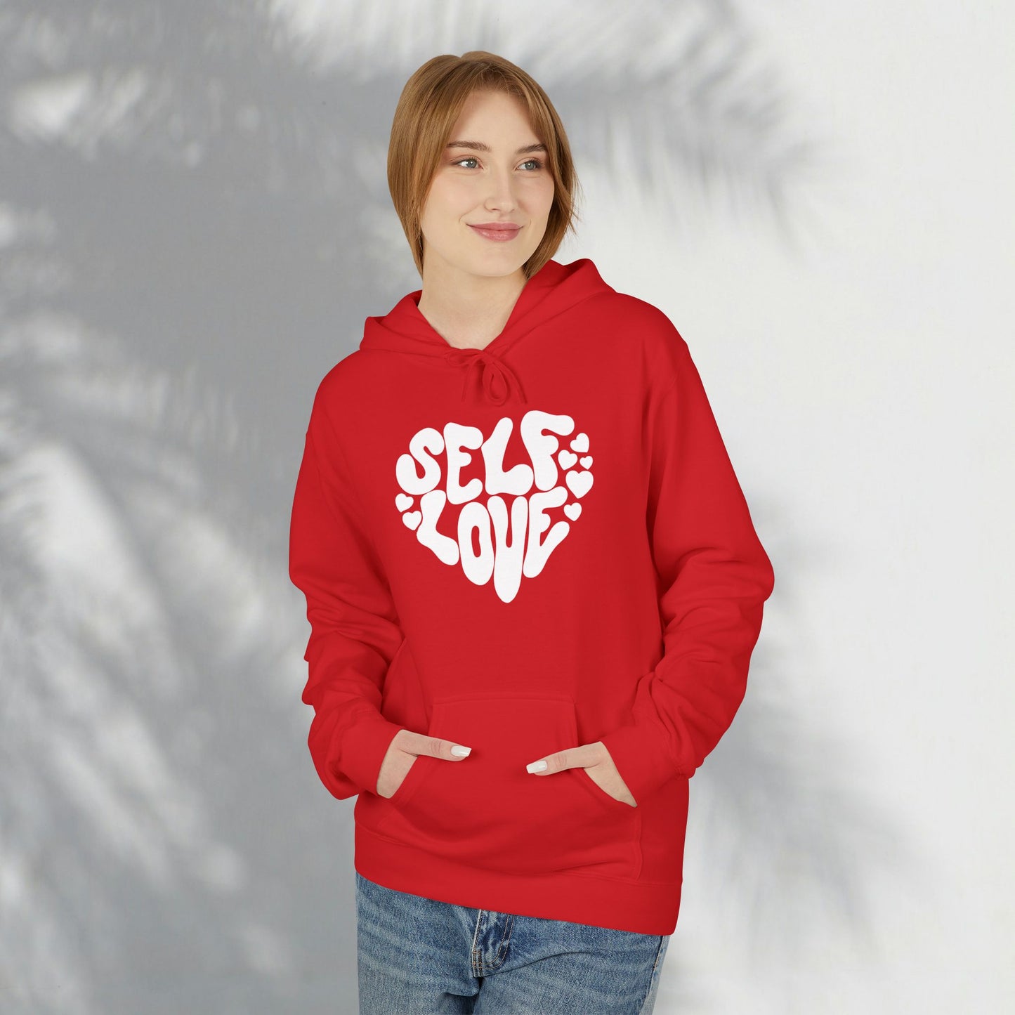 Self Love Heart Hoodie - Retro Red Graphic Pullover