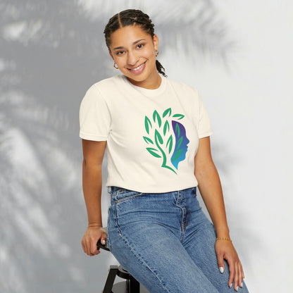 Brave Warrior Tee — Silhouette & Leaves Graphic T-Shirt