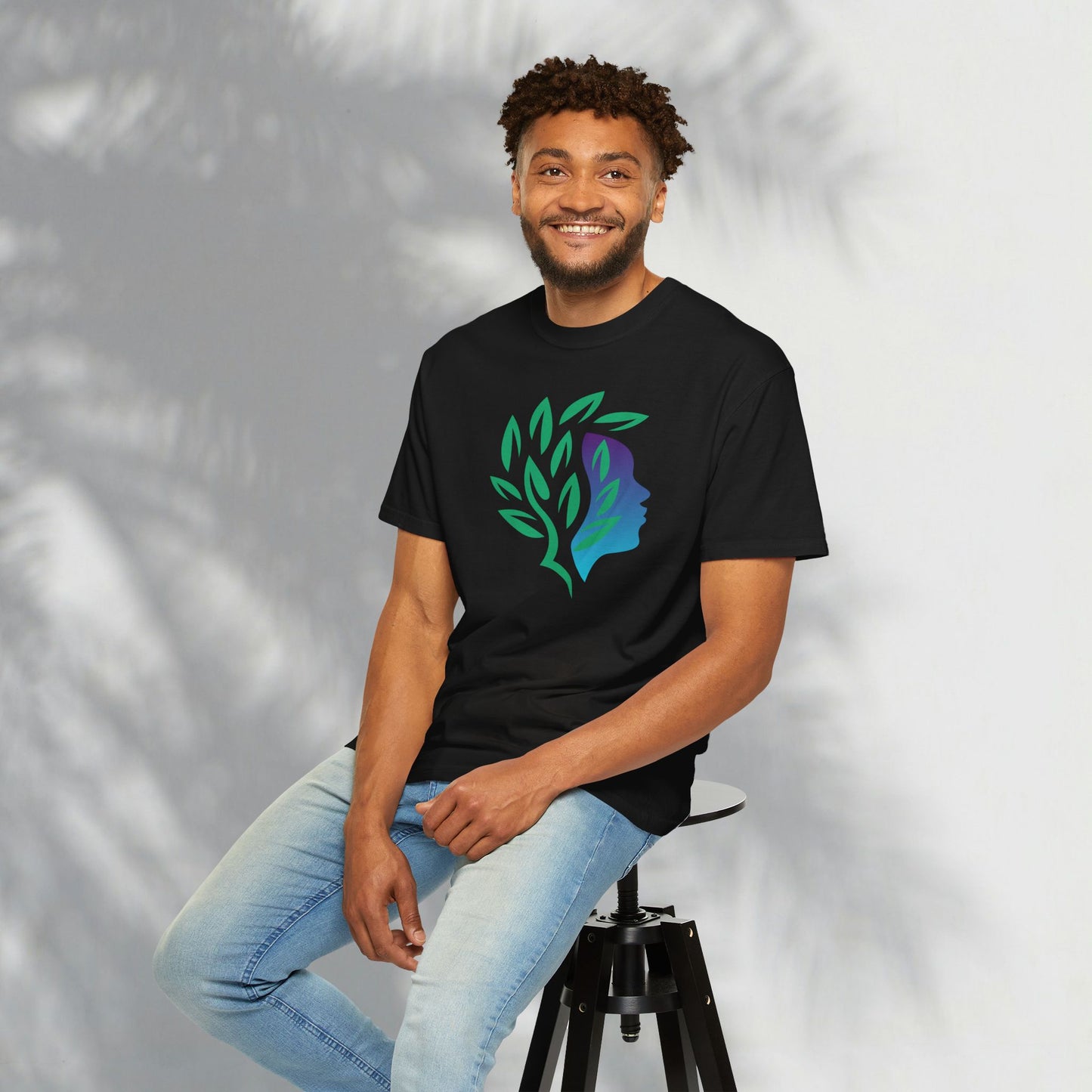 Brave Warrior Tee — Silhouette & Leaves Graphic T-Shirt