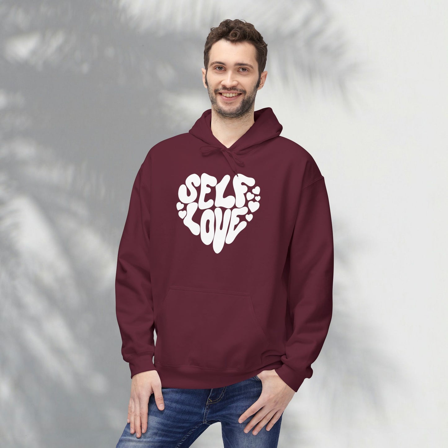 Self Love Heart Hoodie - Retro Red Graphic Pullover