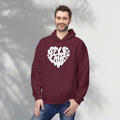 Self Love Heart Hoodie - Retro Red Graphic Pullover