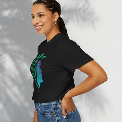 Brave Warrior Tee — Silhouette & Leaves Graphic T-Shirt