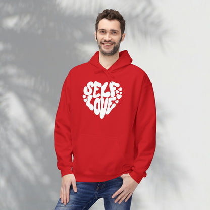 Self Love Heart Hoodie - Retro Red Graphic Pullover