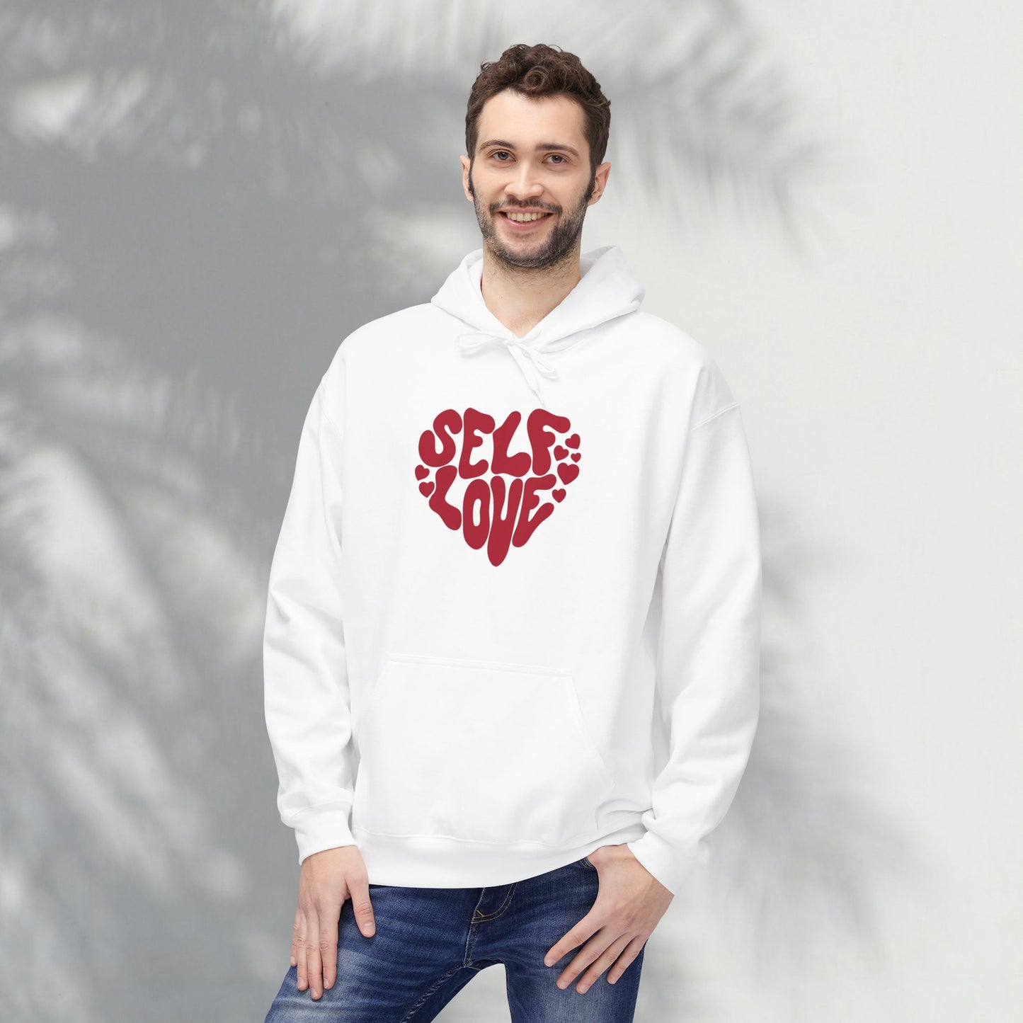 Self Love Heart Hoodie - Retro Red Graphic Pullover