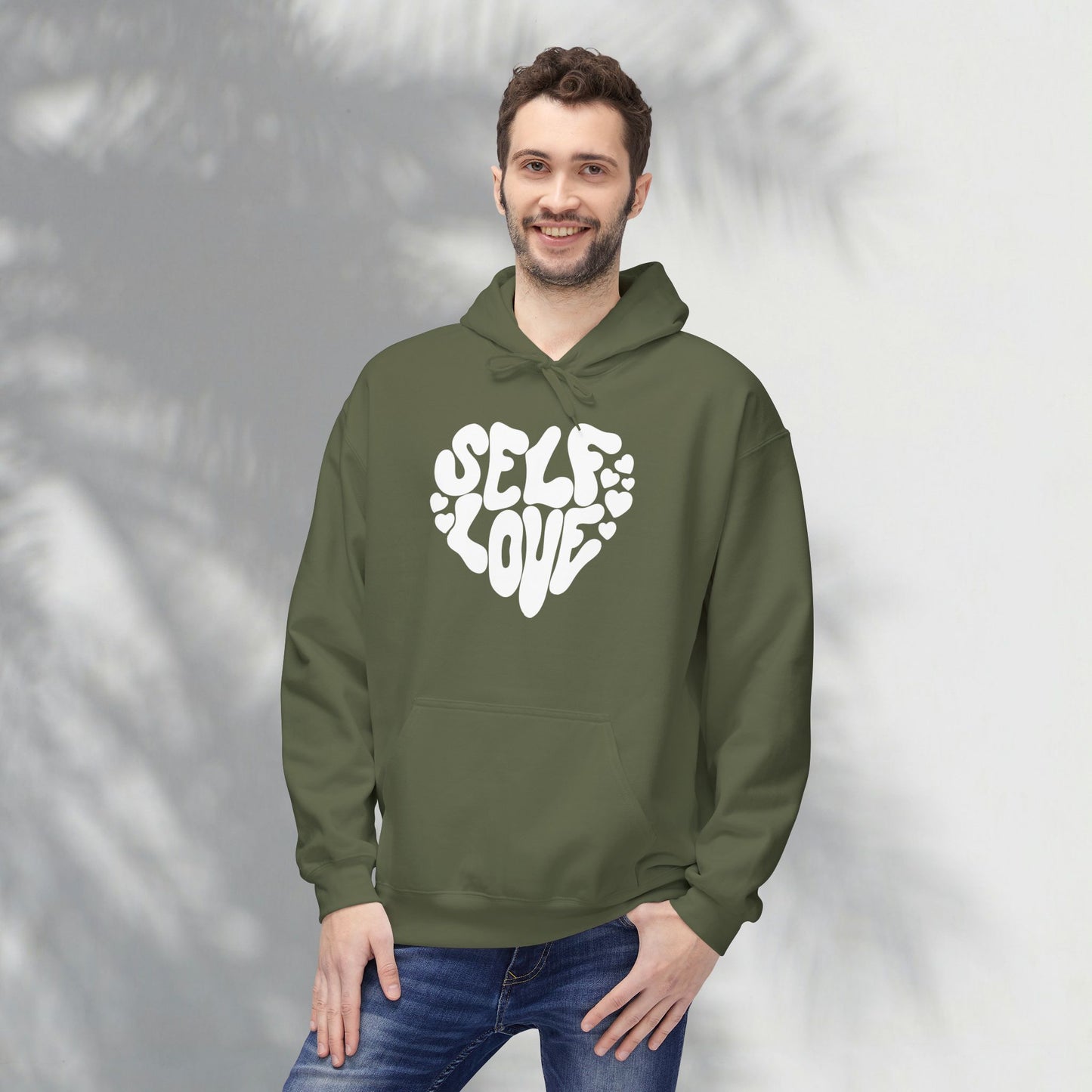 Self Love Heart Hoodie - Retro Red Graphic Pullover