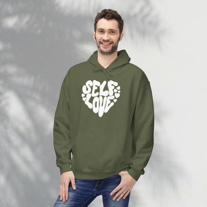 Self Love Heart Hoodie - Retro Red Graphic Pullover