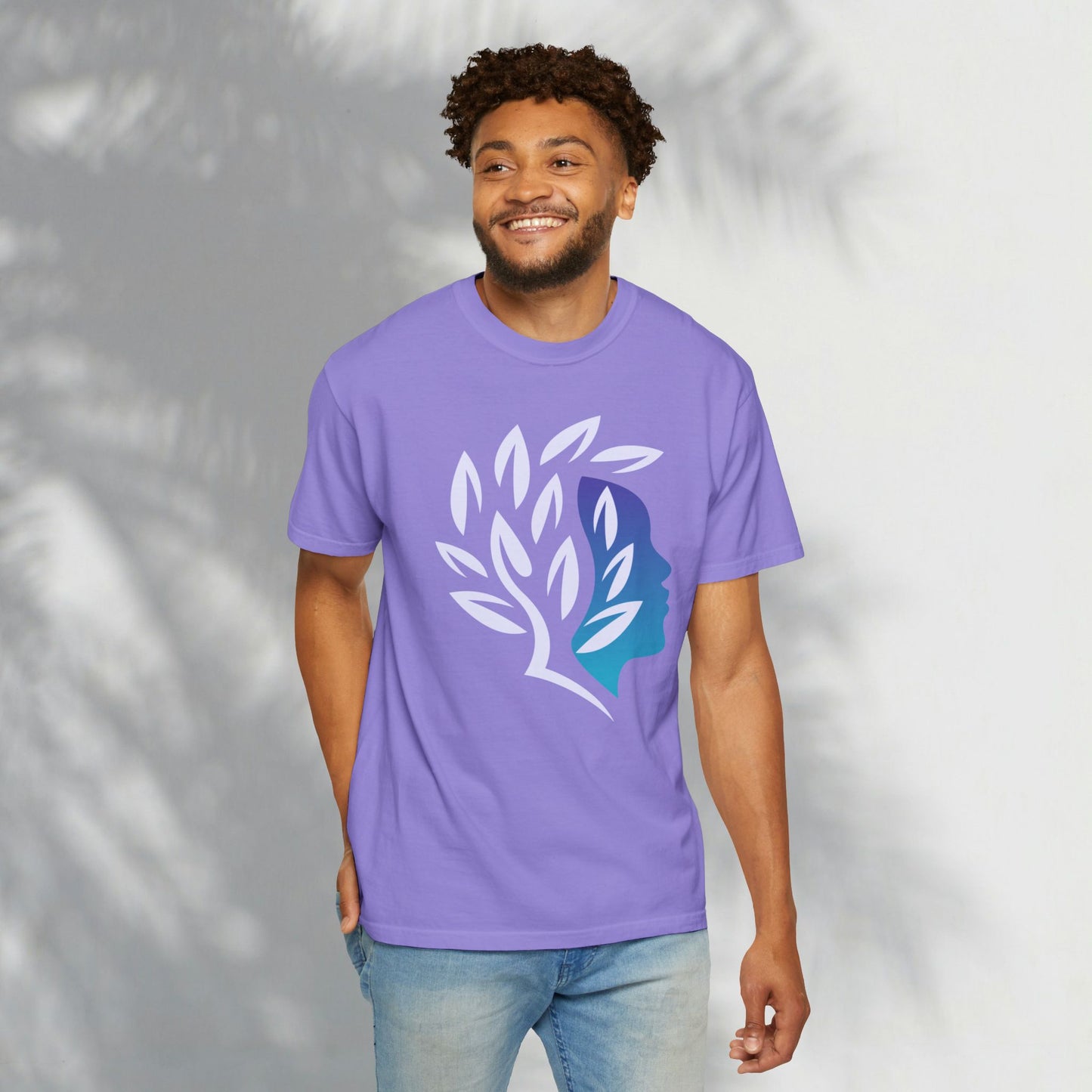 Brave Warrior Tee — Silhouette & Leaves Graphic T-Shirt
