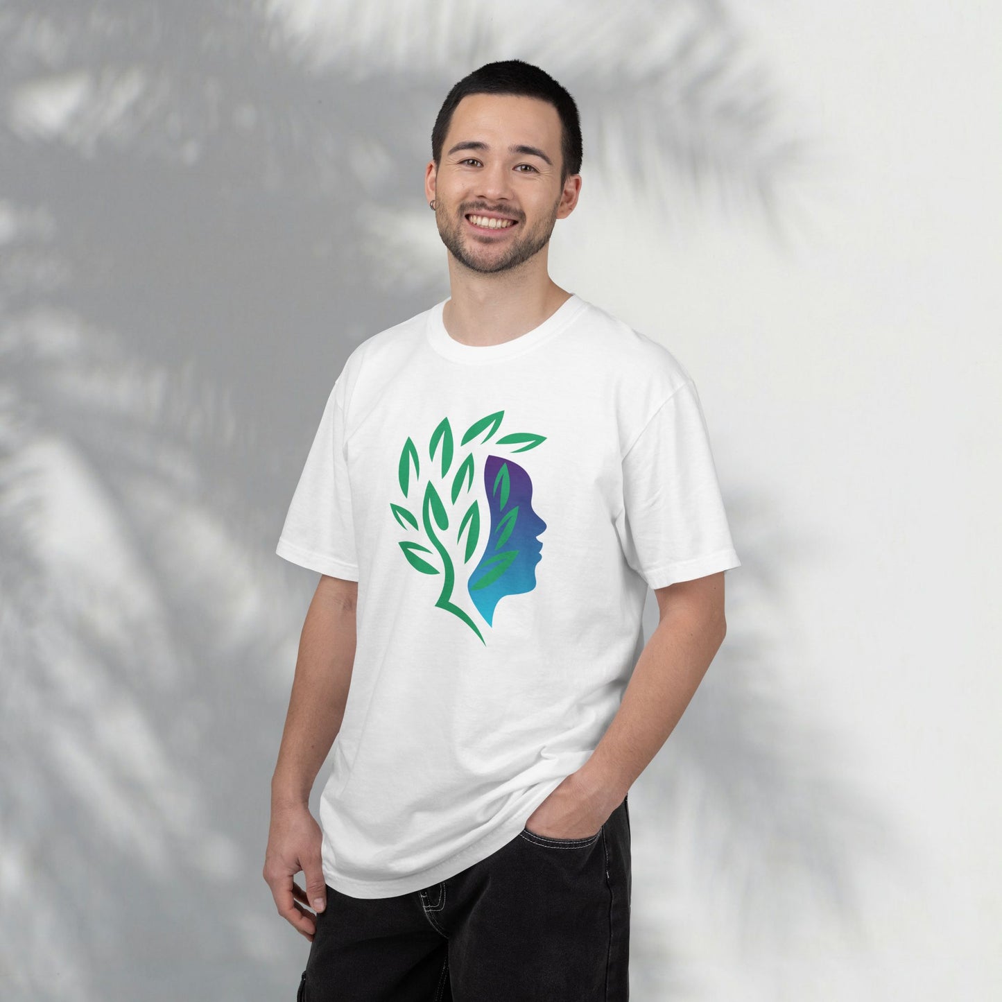 Brave Warrior Tee — Silhouette & Leaves Graphic T-Shirt