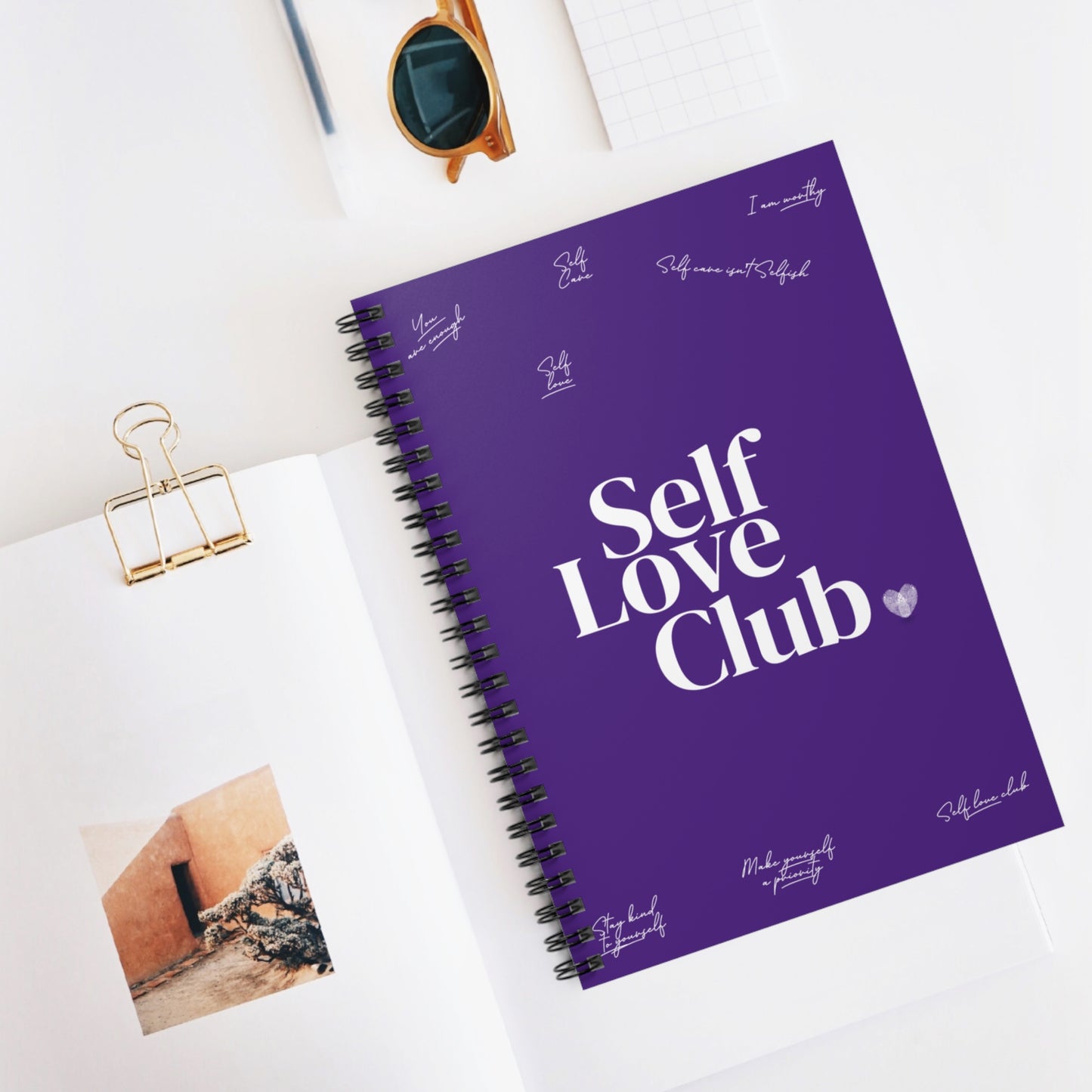 Heart Gloss Spiral Purple Notebook — Ruled Love Journal for Notes & Valentine Gifts