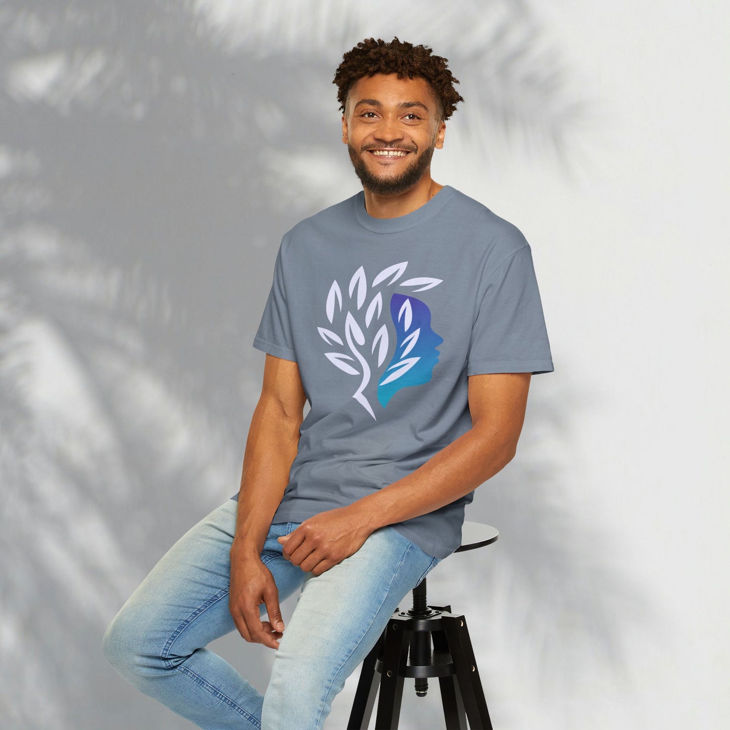 Brave Warrior Tee — Silhouette & Leaves Graphic T-Shirt