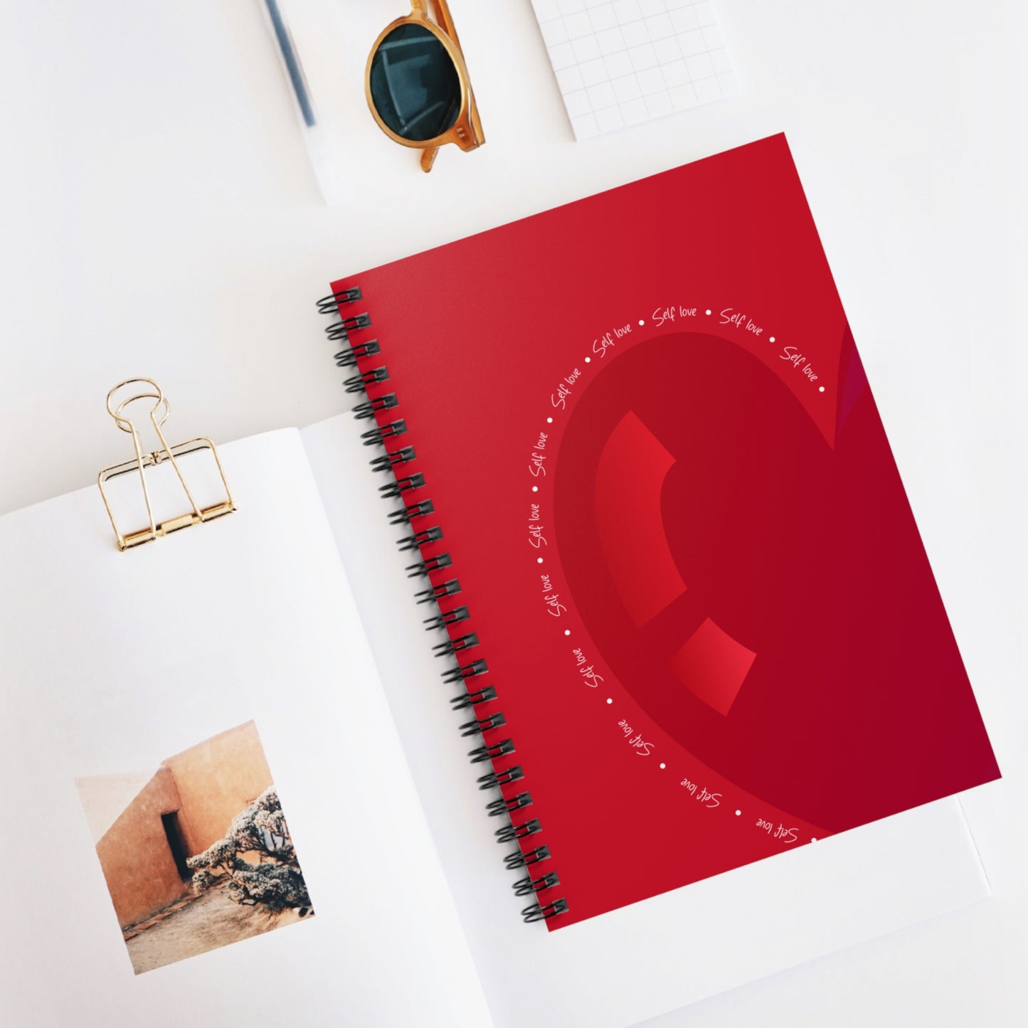 Heart Gloss Spiral Red Notebook — Bold Big Heart | Love Journal