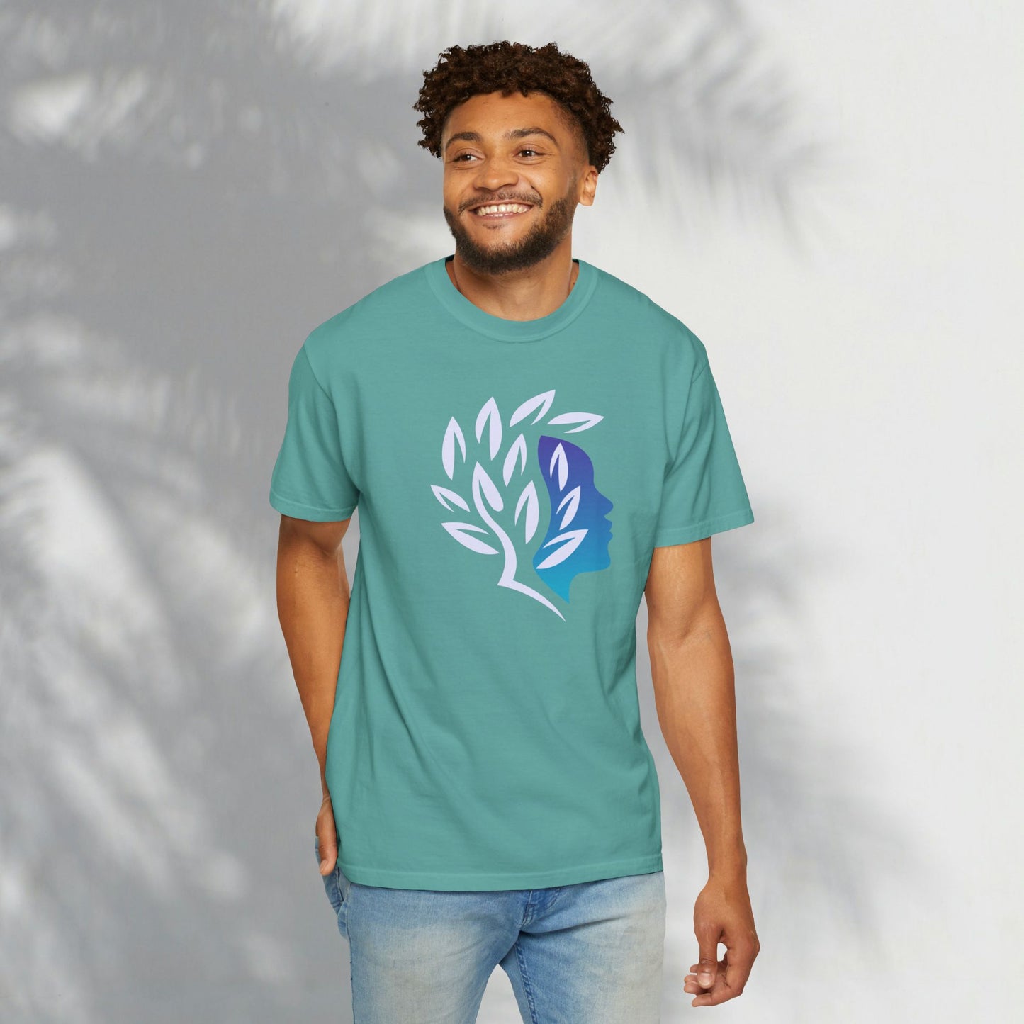 Brave Warrior Tee — Silhouette & Leaves Graphic T-Shirt