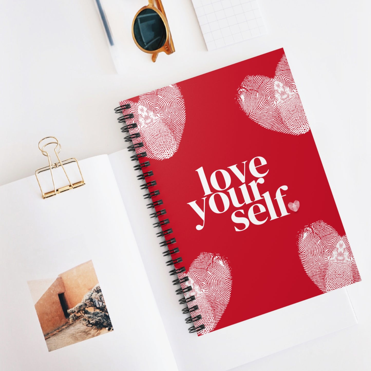 Heart Gloss Spiral Red Notebook — Ruled Love Journal for Notes & Valentine Gifts