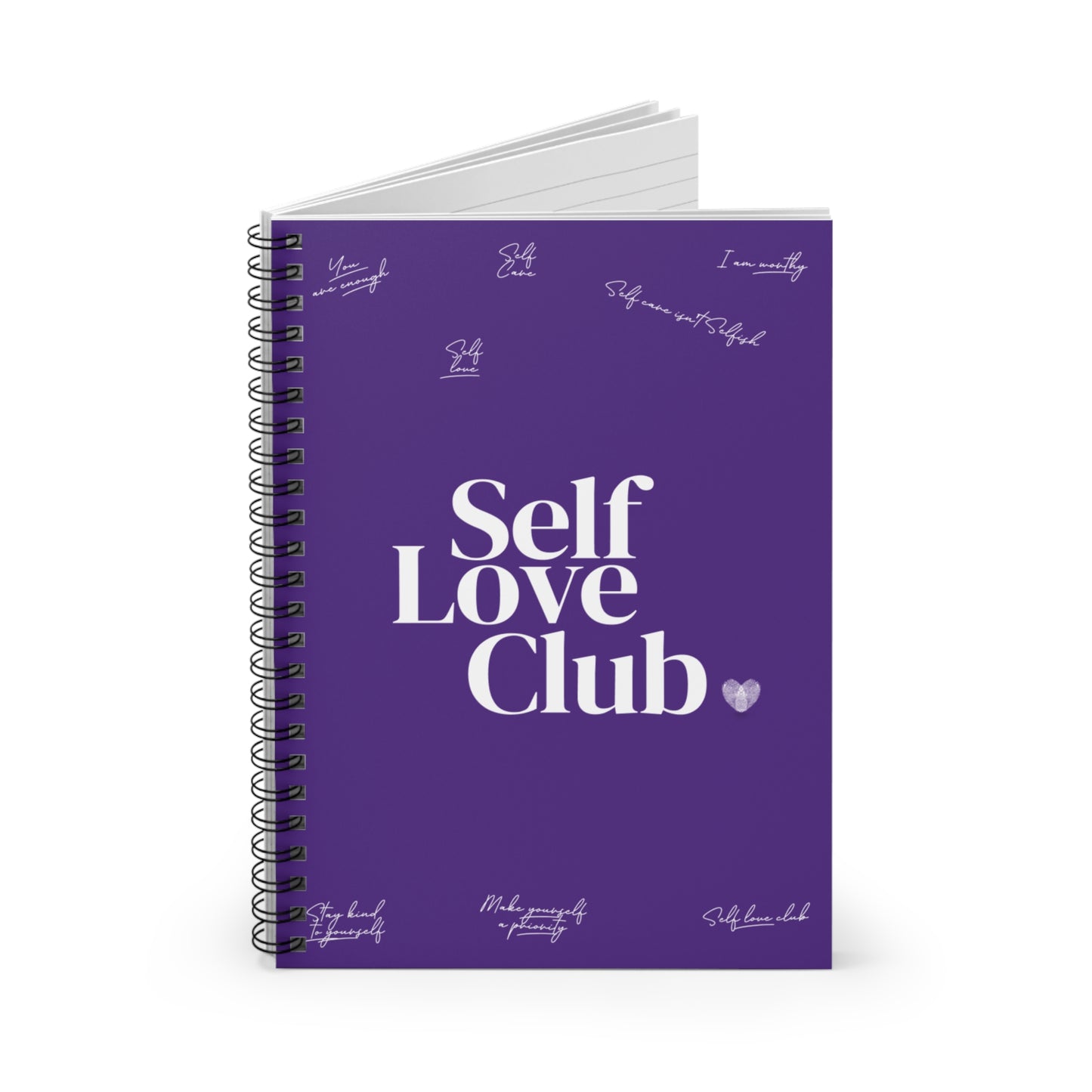 Heart Gloss Spiral Purple Notebook — Ruled Love Journal for Notes & Valentine Gifts