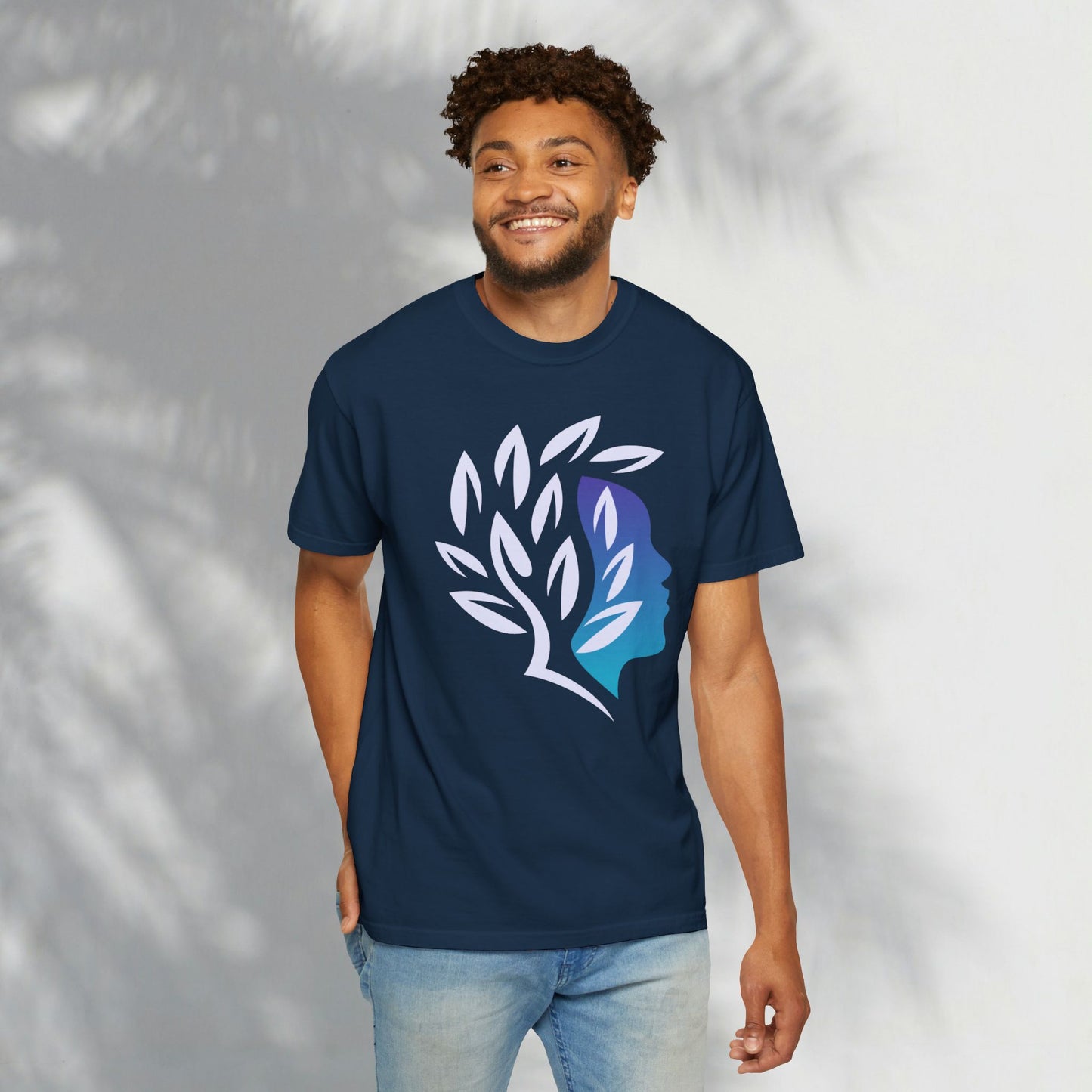Brave Warrior Tee — Silhouette & Leaves Graphic T-Shirt