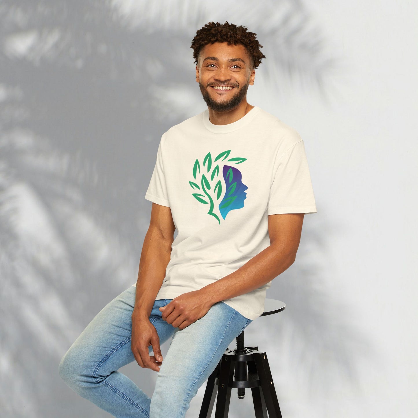 Brave Warrior Tee — Silhouette & Leaves Graphic T-Shirt